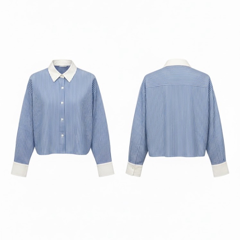 Blue Striped Button-Up Shirt from Express, Size Small